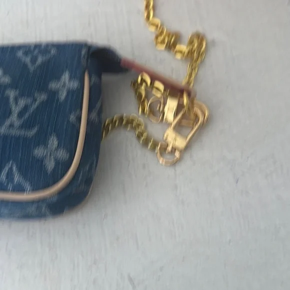 UPCYCLED Louis Vuitton Monogram Blue Denim Mini Pouchette - Picture 6 of 11